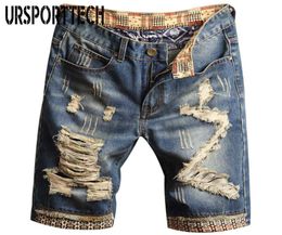 Ursporttech Mens Denim Shorts PEINTURE PEINTURATION PERSONNALITÉ DENIM Fashion Skinny Simple Coton Mescille confortable Jeans détruit 5049275