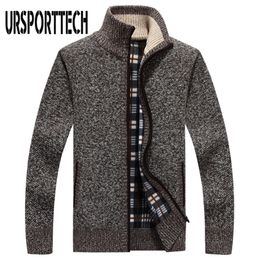 Ursporttech Cardigan Sweater Men Coat Casual stand kraag mannelijke jas jassen mode mannen gebreide trui plus maat m-3xl 201221
