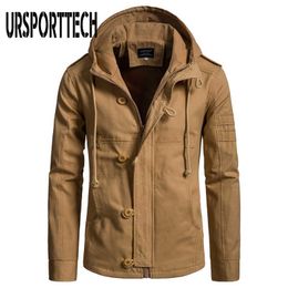 Ursporttech Qualité Vestes pour hommes Printemps Automne Veste en coton à capuche Taille européenne Homme Cardigan Vestes Manteaux Outwear 210528