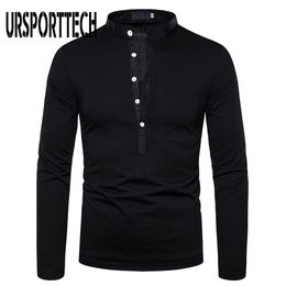 URSPORTTECH T-shirt de couleur unie hommes à manches longues T-shirt décontracté Tops Vêtements Printemps Automne Streetwear Mode Hommes T-shirts 220813