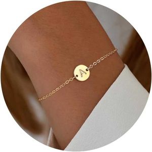 Ursteel Gold Initial Bracelet Damesmode - Gepersonaliseerde A -Z -brief Leuke armband geschikt voor dames en meisjes Gold Jewelry Gift geschikt voor meisjes
