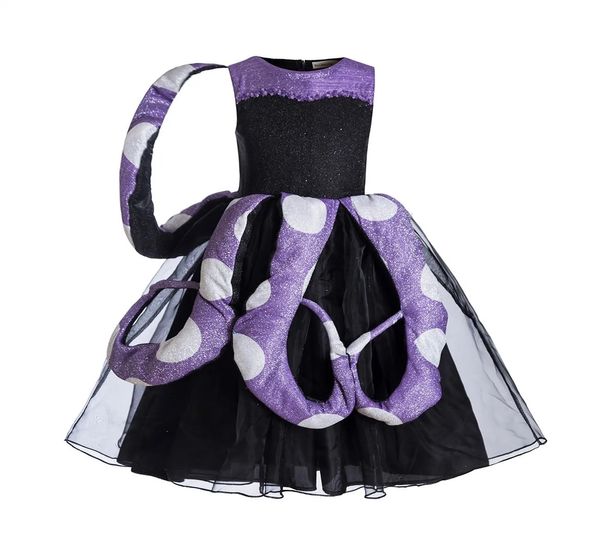 Robe Ursula sorcière de mer Cosplay méchant Halloween la petite sirène monstre Costume les enfants costume tutus 240104