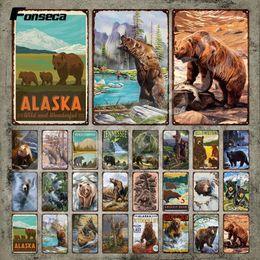 Ursus Thibetanus en Thibetanus Metalen borden Alaska Wild and Wonderful Vintage Plaque Grappige Beer Metalen Poster Plaat Kamer Man Cave Home Custom Decor 30X20CM w01