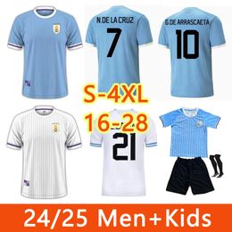 Uru Uruguay Jerseys 2024/2025 Home and Away Jersey Valverde Araujo Nunez Ugarte Bentancur Gimenez Player Versie Men Kids Kits