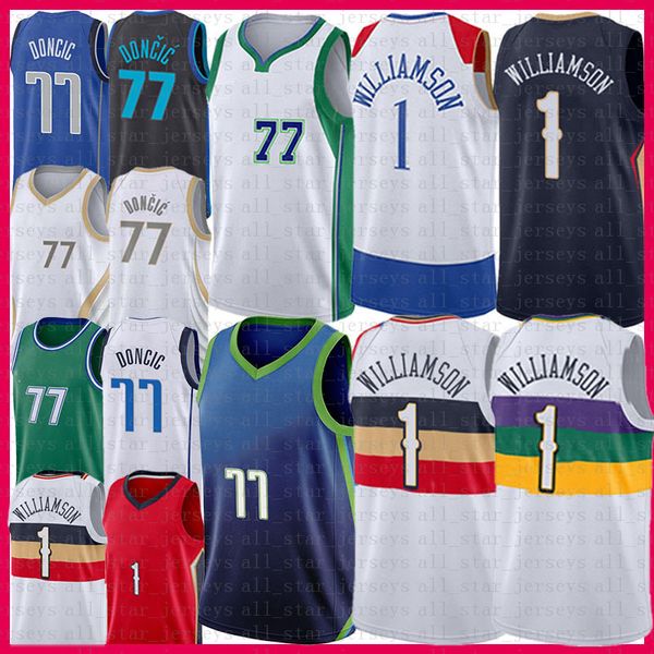 Luka Doncic Zion 1 Williamson Basketball Jersey 77 41 Dirk Nowitzki Hommes Chemises 75e anniversaire Maillots