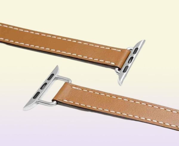 URVOI Attelage Double Tour Apple Watch band série 7 6 SE 5 4 321 connexion extra élégante bracelet en cuir véritable pour iWatch4655866