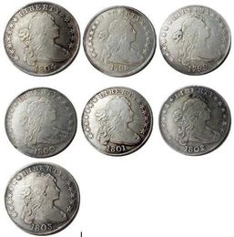US 1798 -1804 7 Uds busto drapeado dólar águila heráldica copia plateada monedas Metal artesanía troqueles fabricación precio de fábrica