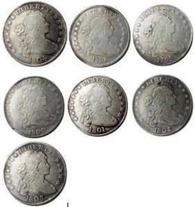 EE. UU. 1798 1804 7pcs busto drapeado dólar heraldic eagle plateado copia plateado monedas artesanales de metal fábrica de fabricación 7212279