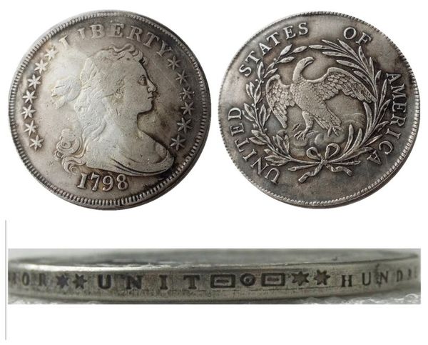 Buste drapé US 1798, petit aigle, pièces de copie plaquées argent, matrices artisanales en métal, fabrication prix d'usine