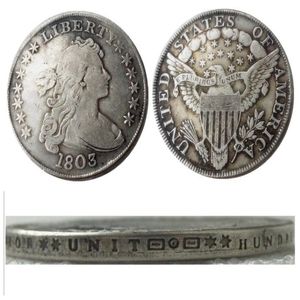 Buste drapé US 1803, aigle héraldique, pièces de copie plaquées argent, matrices artisanales en métal, usine de fabrication 244W
