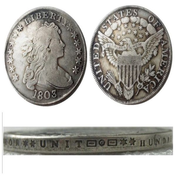 US 1803 busto drapeado dólar águila heráldica chapada en plata copia monedas metal artesanía troqueles fábrica de fabricación 257f