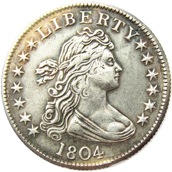 Moneda de copia chapada en plata de un cuarto de dólar con busto drapeado de EE. UU. 1804