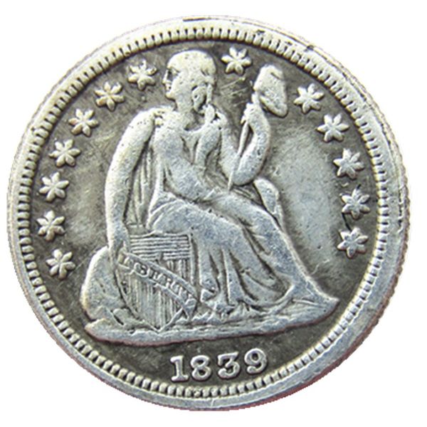 US 1839 P/O/S Liberty Dime sentado Monedas de copia chapadas en plata