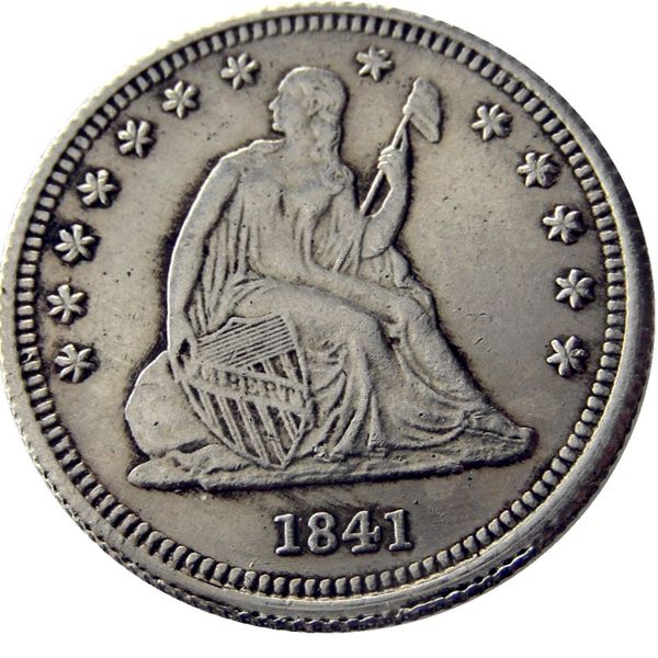 US 1841 P/O Sentado Liberty Quater Dollar Moneda de copia chapada en plata