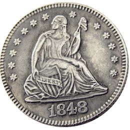 US 1848 Seated Liberty Quater Dollar Pièce de monnaie plaquée argent