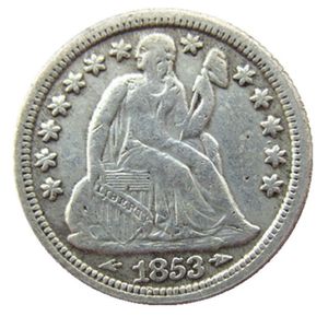 US 1853 P S Liberty assis Dime argent plaqué copie pièce artisanat Promotion usine belle maison accessoires argent Coins273e