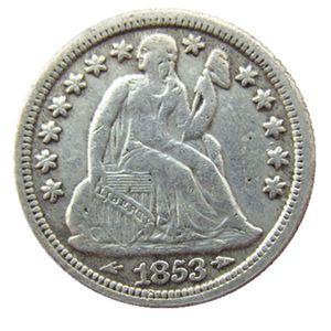 US 1853 P/S Liberty Dime sentado copia de monedas chapadas en plata