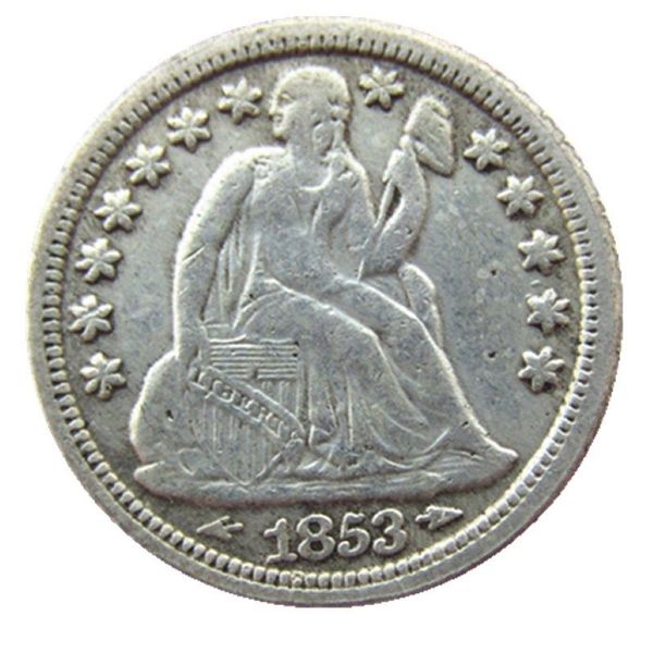 US 1853 P S Liberty Seated Dime copia chapada en plata artesanía promoción fábrica bonitos accesorios para el hogar monedas de plata 270q