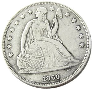 US 1860 P/O Seated Liberty Dollar Copie de pièce plaquée argent