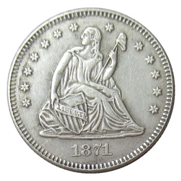 US 1871 P/CC/S Seated Liberty Quater Dollar Pièce de monnaie plaquée argent