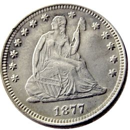 US 1877 P/CC/S Seated Liberty Quater Dollar Pièce de monnaie plaquée argent