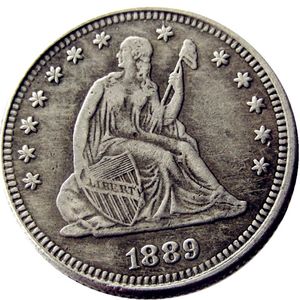 US 1889 Seated Liberty Quater Dollar Pièce de copie plaquée argent