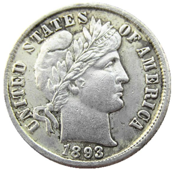 US 1893 P/S/O Barber Dime Monedas de copia chapadas en plata