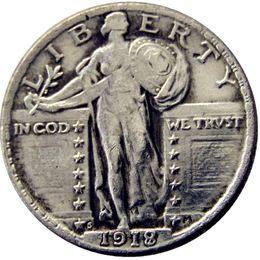 US 1918-S Staande Liberty Quarter Dollars Verzilverde Copy Coin