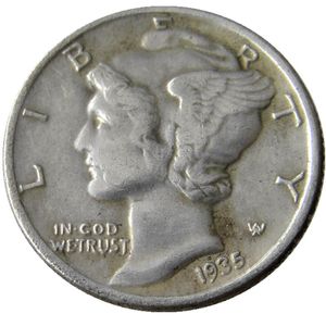 Monedas de copia chapadas en plata de diez centavos de mercurio de EE. UU. 1935 P/D/S