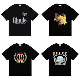 US 2023 Summer Rhude T-shirt Mens Designer T-shirt Rhude Chemises décontractées Homme Femmes T-shirts Manches courtes Top Vente De Luxe Hommes Hip Hop vêtements TAILLE S-5XL