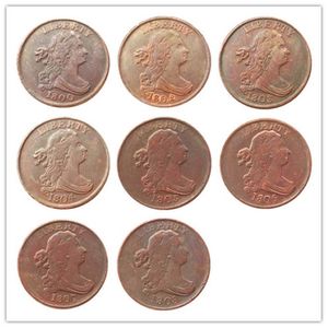 Buste drapé, demi-cent, copie artisanale en cuivre, ornements de pièces de monnaie, accessoires de décoration pour la maison, 8 pièces, 1800-1808, 266K