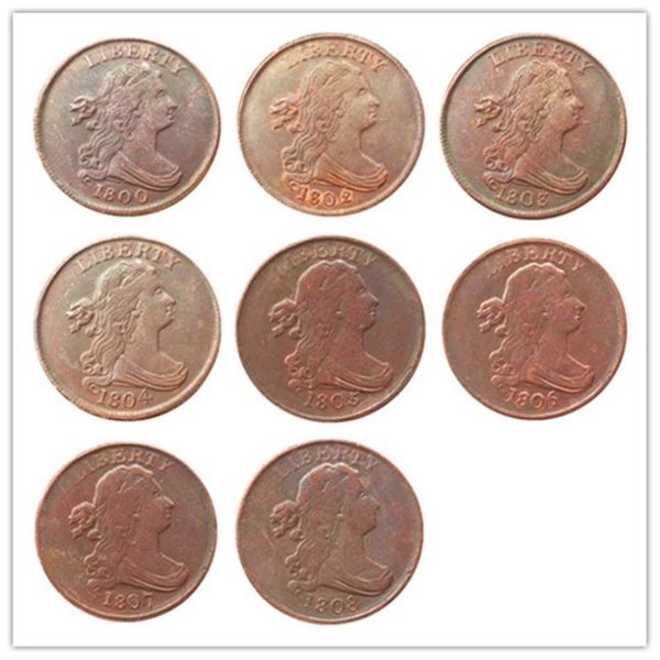 Buste drapé d'un demi-cent, copie artisanale en cuivre, ornements de pièces de monnaie, accessoires de décoration pour la maison, of1800-1808, 8 pièces, 2292