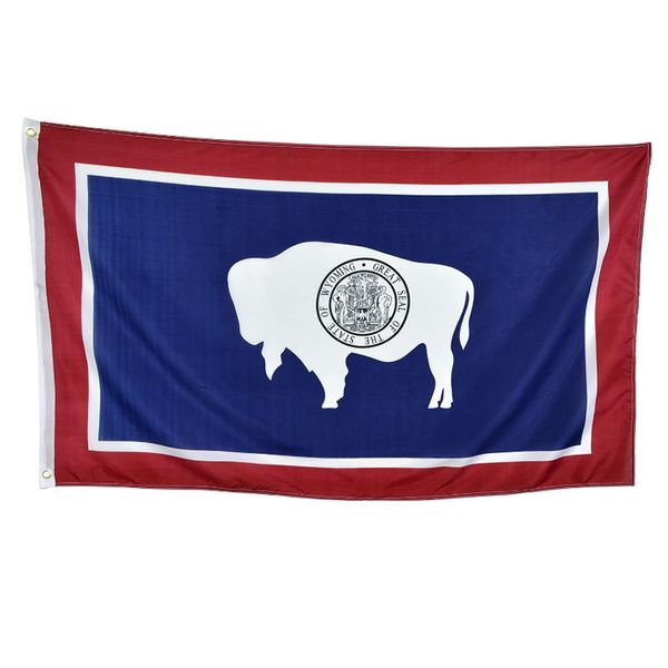 Drapeaux de l'état du Wyoming des états-unis et de l'amérique, bannières de 3'x 5' pieds, 150x90cm, en Polyester 100D, livraison gratuite, couleurs vives avec deux œillets en laiton
