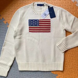 Amerikaanse Amerikaanse dames gebreide trui - Amerikaanse vlag trui 2023 Winter High-end luxe mode Comfortabele katoenen trui 100% katoengaren S-2XL