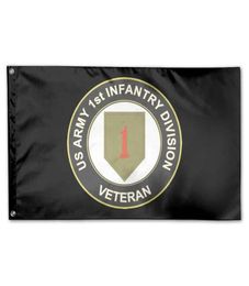 Vlag van de Amerikaanse leger 1st Infantry Division 3x5ft bedrukt 100D polyester club teamsport binnen met 2 messing doorvoertules7715135