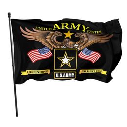 Ejército de EE. UU. Defendiendo la libertad Banderas 3 'x 5' pies Festival Banners 100D Poliéster Exterior Alta calidad Color vivo con dos ojales de latón