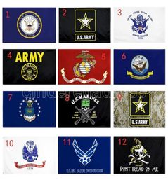 Flaya del ejército de los EE. UU. Skull Gadsden Camo Ejército Baninero de los Estados Unidos USMC 13 Estilos Direct Factory al por mayor 3x5fts 90x150cm C03307625152