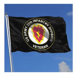 US Army Veteran 25th Infantry Division Flag 150x90cm 3x5FT Printing Polyester Club Team Sports Indoor met 2 Messing Grommets, gratis verzending
