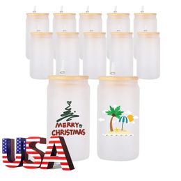 US/CA Stock 16 oz Sublimación Los tumblers pueden formar tumblers de 16 oz Jugo de vidrio Jares de refrescos 50 piezas/caja 0416