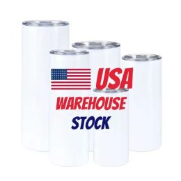 US CA VOORRAAD 20oz Auto Tuimelaars Sublimatie Blanks Wit Roestvrij Staal Grote Capaciteit Mannelijke En Vrouwelijke Studenten Waterflessen g1216