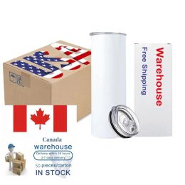 US / CA Stock Gobelet en acier inoxydable de 20 oz avec couvercle paille sublimation vierges tasse de bière bouteille d'eau en poudre tasse de camping en plein air boisson isolée sous vide 1218