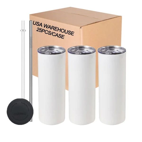 EE. UU. CA Stock 20 oz Vasos de sublimación Tazas Tazas de coche con aislamiento reutilizable Vaso de sublimación de acero inoxidable Botellas de agua de gran capacidad 1218