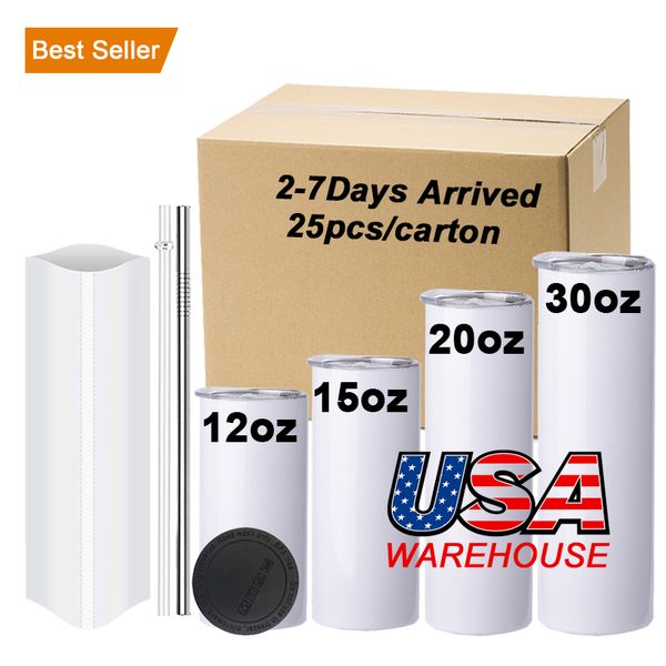 US / CA stock 25pcs / carton 20oz sublimation blancs gobeurs tasses de thé à thé portable pour l'impression de bricolage 0415