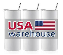 US Ca Straight Rechte 20oz waterflessen Sublimatie Diy Tumbler voor verjaardagscadeaus Stro en deksel koffiemokken 916