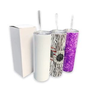 US CA VOORRAAD RECHTE 20 oz Water Flessen Sublimatie DIY Tumbler Voor Verjaardagscadeautjes Stro En Deksel Koffiemokken z08