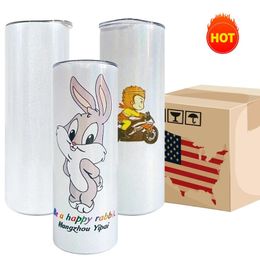 US/CA Gevulde 20 oz Roestvrijstalen Tumbler met Deksel Stro Grote Capaciteit Bierpul Waterfles Camping Cup Vacuüm Geïsoleerd Drinken