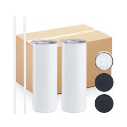 EE. UU./CA Estoblada de 20 oz Tumblers Sublimation Blanks blancos de acero inoxidable tazas de café tazas de café taza de campamento al aire libre 0409