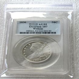 Amerikaanse munt 1936 AU55 afgetopte halve dollar zilveren munten Valuta Senior transparante doos 271n
