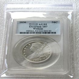 Pièce de monnaie américaine 1936 AU55, demi-Dollar coiffé, pièces en argent, boîte transparente Senior 299E