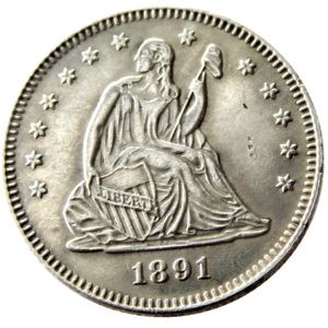 Pièces de monnaie américaines 1891 P O S assis Liberty Quater Dollar, pièce de copie artisanale plaquée argent, ornements en laiton, accessoires de décoration pour la maison 2095